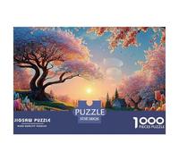 A Picturesque Spring Landscape with Blooming Cherry Tree 1000 Pièces Carton Premium Puzzle À Faire Soi-même Spring Landscape Stimulant Et Éducatif Jouet D'anniversaire Puzzles Pour La Décoration Intér