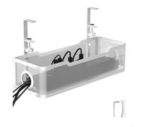 A, plateau de gestion des câbles sous le bureau, organiseur de fils pour bureau avec ajustement réglable de 1,2 à 6 cm, construction en acier au carbone, grille ventilée pour la gestion des câbles de