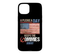 A Pledge A Day Keeps The Commies Away American Flag America Coque pour iPhone 15 Plus