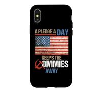 A Pledge A Day Keeps The Commies Away American Flag America Coque pour iPhone X/XS