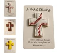 A Pocket Blessing - Édition croisée de baseball, football, softball, cadeau de poche fait à la main pour athlètes chrétiens, jeton inspirant pour les équipes et les groupes de jeunes (baseball)