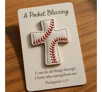 A Pocket Blessing - Édition croisée de baseball, football, softball, croix, cadeau de poche pour athlètes chrétiens, jeton inspirant pour les équipes et les groupes de jeunes