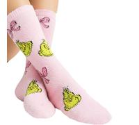 A+ Prime Grinch Chaussettes Doudou Femme & Fille - Chaussettes de Noël roses, douces et chaudes - Cadeau hiver - Tailles 35-38/39-42 (FR/ES, Numérique, 36, 38, Taille normale, Taille normale)