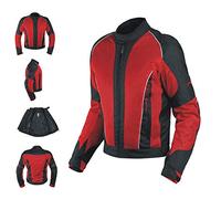 A-pro Blouson Eté Femme Scooter Moto Mesh Tex Protections CE Renfort Dorsal rouge XL