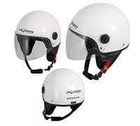 A-pro Casque Moto Scooter Vespa Jet Visiere Longue Approuvé ECE 22 blanc L