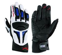 A-pro Gants Eté Sport Cuir Doublure Moto Motard Touring Piste Blanc-Bleu M