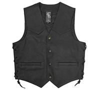 A-Pro Gilet en cuir unisexe pour moto Chopper Custom American Custom Noir S