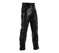 A-Pro Pantalon de moto en cuir pour homme, avec lacets, noir, taille 36