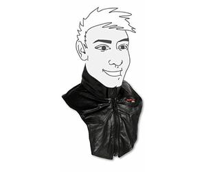 A-pro Tour de Cou Plastron Cuir Vachette Coton Zip Moto Motard Hiver Vetements Noir