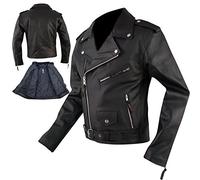A-Pro Veste Cuir Custom Vintage Rétro Moto Clou Classique American Noir S