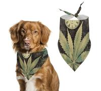 A Puff in Time Bandanas réglable en forme de marijuana pour animaux de compagnie - Écharpe triangulaire mignonne pour chiot et chat de petite et moyenne taille