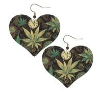 A Puff in Time - Boucles d'oreilles pendantes légères en cuir pour femme - En forme de cœur - Cadeau mignon