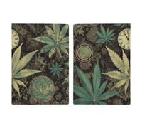 A Puff in Time Étui de passeport imprimé cannabis pour passeport de voyage, housse de protection pour cartes de passeport de voyage, étui portefeuille en cuir avec blocage RFID pour femmes et hommes,