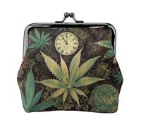 A Puff In Time - Petit porte-monnaie en cuir pour femme - Motif cannabis - Porte-monnaie mignon - Porte-monnaie - Porte-clés