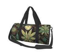 A Puff in Time Sac de sport de voyage avec poche et sangle réglable Motif cannabis Pour homme et femme Noir Taille unique, Noir , Taille unique, Mode