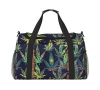 A Puff in Time Sac de voyage à main avec imprimé mauvaises herbes Idéal pour les voyages longue distance et un usage quotidien, Noir , Taille unique