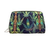 A Puff in Time Trousse de toilette en cuir de qualité supérieure avec imprimé canna t pochette portable étanche, doré, Taille unique
