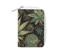 A Puff in Time Weed Marijuana Sac à cartes en cuir avec fermeture éclair et 20 emplacements pour cartes de débit, style portefeuille, 16 x 11,5 cm, Style :, 16x11.5cm