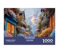 A Quaint Street in an Old European Town 1000 Pièces Puzzle en Papier Écologique Puzzle Sea Beach Extrêmement Difficile Défi Unique Puzzles Cadeaux pour La Famille Et Les Amis 52x38cm/1000pcs