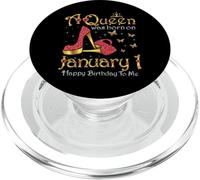 A Queen Was Born on Janvier 1, 1er Janvier Anniversaire PopSockets PopGrip pour MagSafe
