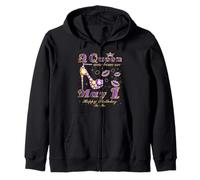 A Queen Was Born on May 1 Violet High Heel Birthday Sweat à Capuche