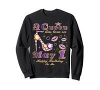 A Queen Was Born on May 1 Violet High Heel Birthday Sweatshirt