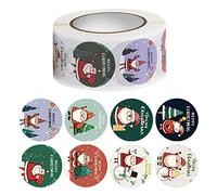 a-r Lot de 500 autocollants de récompense pour rouleau de Noël - Imprimé avec Père Noël, chapeau de Noël, renne - Enveloppes durables et faciles à utiliser avec 8 motifs