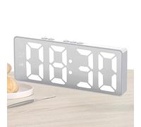 A/R Réveil numérique - Surfaces miroir portables LED électroniques avec piles - Horloge électrique LED pour bureau, cuisine, salon, chambre à coucher