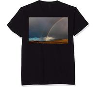 A Rainbow Appears in The Silent Sky of Men's Adults Harajuku's Short Sleeved T-Shirts à Manches Courtes is Black(XX-Large)