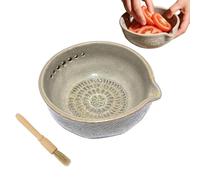 à Râper l'Ail,Bol Hachoir En Céramique Avec Brosse - Planche À Râper Le Gingembre | Pour la Préparation des Repas à la Maison le Camping la Cuisine la Fabrication de Sauce et la Cuisson en
