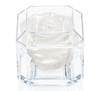 A Real Rose That Lasts A Year - White Gold Solo with Multicolour Swarovski Crystal (White Satin)