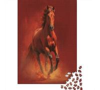 A Red Cheval Gallops in Against A Red Background. 38x26cm/1000pcs Puzzle pour Adultes -,Jouet De DIY