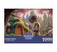 A Robot Praying Under A Cherry Tree 1000 Pcs Carton Premium Lot de Puzzles Preying Robot Stimulant Et Éducatif Défi Unique Puzzles As Birthday Gifts 38x26cm/1000pcs