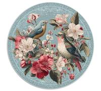 A Round, Retro-Style Illustration Featuring Birds and Flowers | pour Adultes || 1000pcs (67.5x67.5cm) Puzzles Jeux ÉduChatifs Puzzles De Décoration Intérieure
