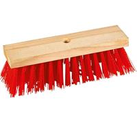 A & S Brück 243192 Balai de rue sur bois plat, fibre ondulée, 32 cm, rouge/naturel