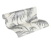 A.S. Création 369192 Metropolitan Stories Lola Paris Papier peint intissé Motif palmiers Gris/blanc métallisé 10,05 x 0,53 m