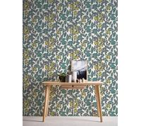 Architects Paper Papier Peints Fleuris Floral Impression intissé - 10,05m x 0,53m - Bleu Blanc Jaune Fabriqué en Allemagne 377551 37755-1