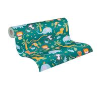 A.S. Création 381151 Little Love Papier peint sans PVC pour chambre d'enfant Motif animaux mignons Vert/jaune/bleu/marron/blanc satiné