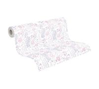 A.S. Création Papier peint en intissé - enfant floral pour chambre d'enfant en violet, rose et blanc - Papier peint pour diverses pièces - Tapisserie en 10,05 m x 0,53 m