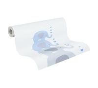 A.S. Création 381351 Little Love Papier peint sans PVC pour chambre d'enfant Motif éléphants Bleu/gris/blanc satiné