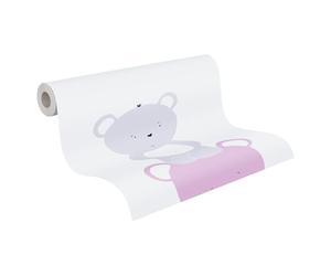A.S. Création 381362 Little Love Papier peint sans PVC pour chambre d'enfant Motif oursons Rose/gris/blanc satiné