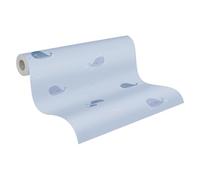 A.S. Création 381441 Little Love Papier peint sans PVC pour chambre d'enfant Motif baleines Bleu/gris/blanc satiné
