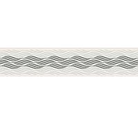 A.S. Création 384126 Frise moderne en forme de vagues Noir Blanc Argent métallisé 5,00 m x 0,13 m Fabriqué en Allemagne