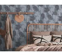 Livingwalls House of Turnowsky 389052 Papier peint non tissé Motif jungle Gris anthracite 10,05 m x 0,53 m Fabriqué en Allemagne