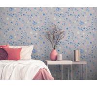 Papier peint floral gris bleu - Livingwalls House of Turnowsky 389074 - Papier peint floral non tissé - 10,05 m x 0,53 m fabriqué en Allemagne