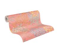 Papier Peint Floral Dans Une Couleur Discrète - Rose, Bleu, Jaune