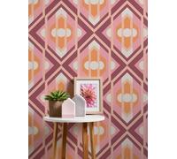 A.S. Création 395313-Papier peint intissé style rétro années 70 Vert Orange Rouge Rose Crème 8,50 m x 0,53 m