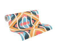 A.S. Création 395314-Papier peint intissé style rétro années 70 8,50 m x 0,53 m Bleu/jaune/rouge/crème 8,50 x 0,53 m