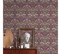 A.S. Création Architects Paper Art of Eden 390562 Papier peint intissé Motif oiseaux Violet/rouge/beige/noir 10,05 x 0,53 m Fabriqué en Allemagne