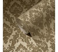 A.S. Création Architects Paper Papier peint baroque floqué - Papier peint de luxe marron avec flocage - Élégant papier peint intissé sur 10,05 m x 0,52 m - Fabriqué en Allemagne